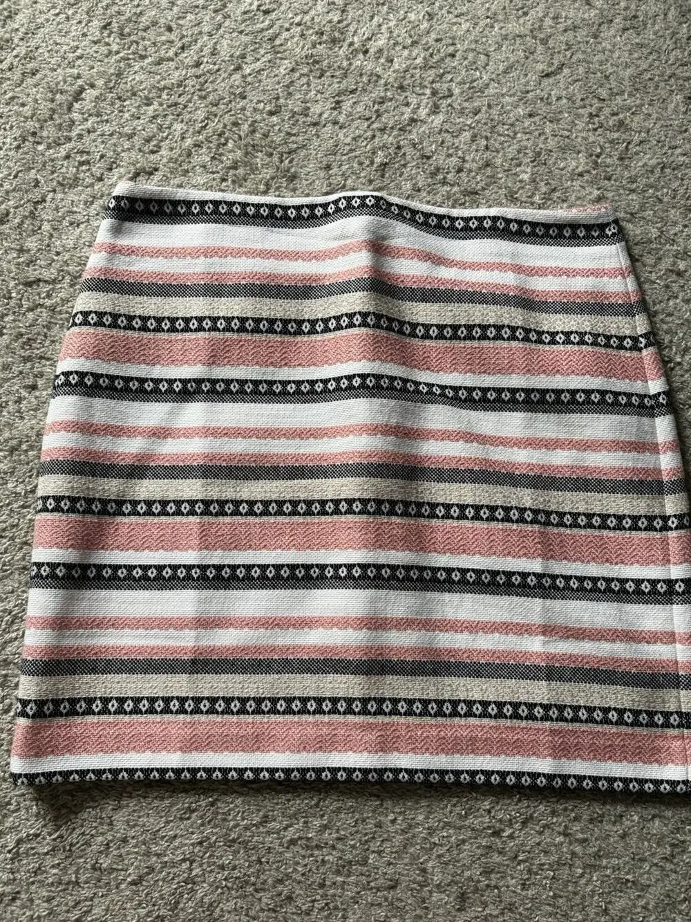Loft Women's Pink/White/Black Striped Mini Skirt Size 14 NWT